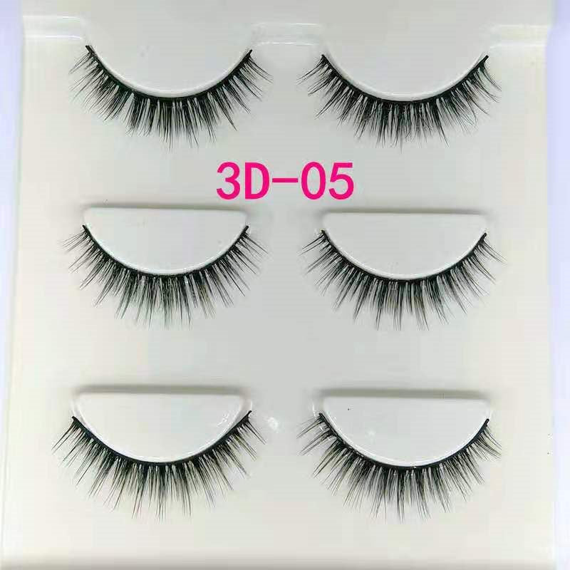 3 Pairs Real 3D Mink Makeup Cross False Eyelashes Eye Lashes Handmade