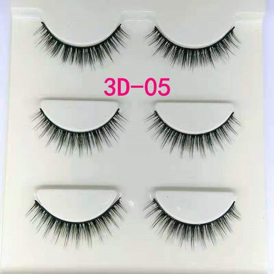 3 Pairs Real 3D Mink Makeup Cross False Eyelashes Eye Lashes Handmade