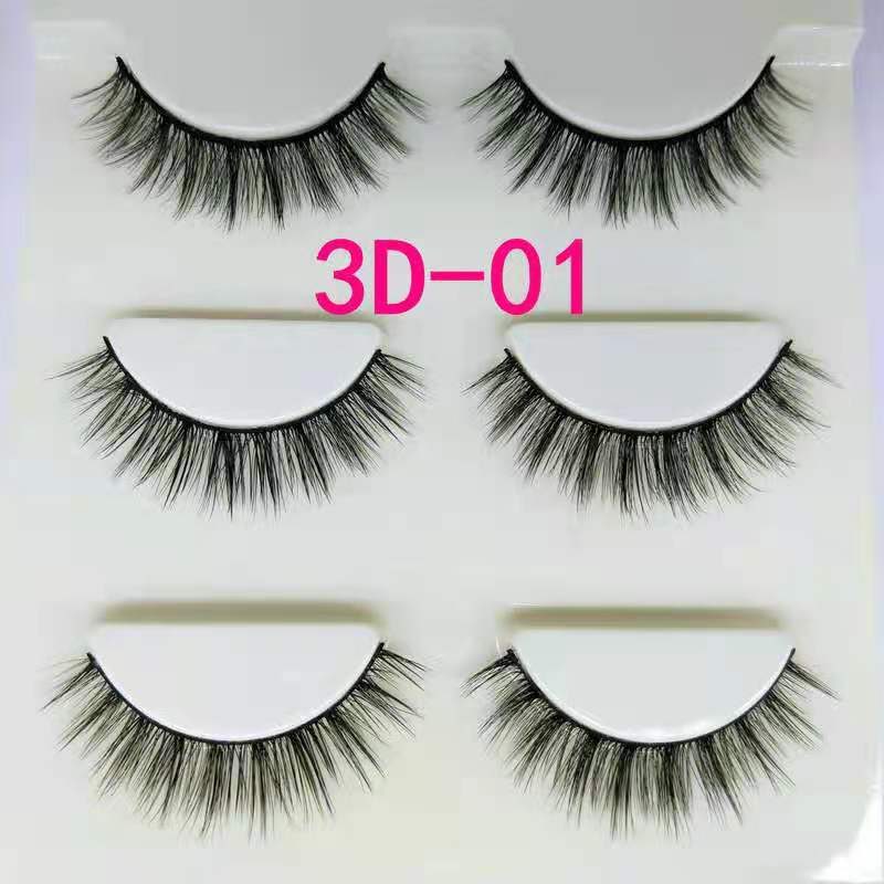 3 Pairs Real 3D Mink Makeup Cross False Eyelashes Eye Lashes Handmade