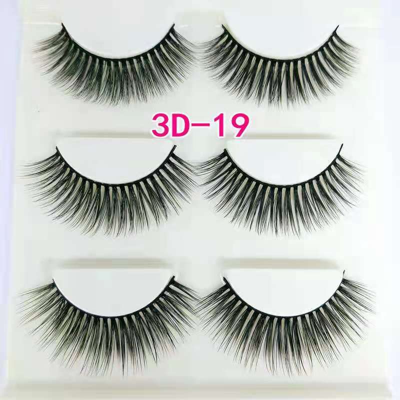 3 Pairs Real 3D Mink Makeup Cross False Eyelashes Eye Lashes Handmade