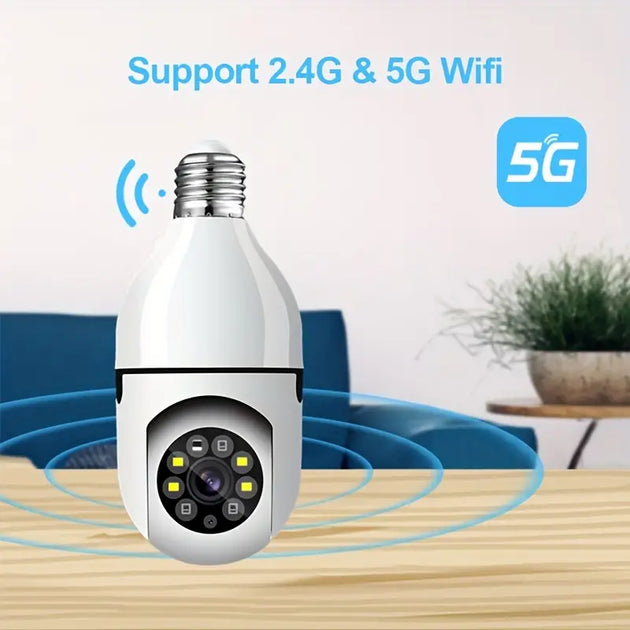 2.4G/5G Wireless Light Bulb Camera Dual Band WiFi Security Camera Night Vision Motion Detection