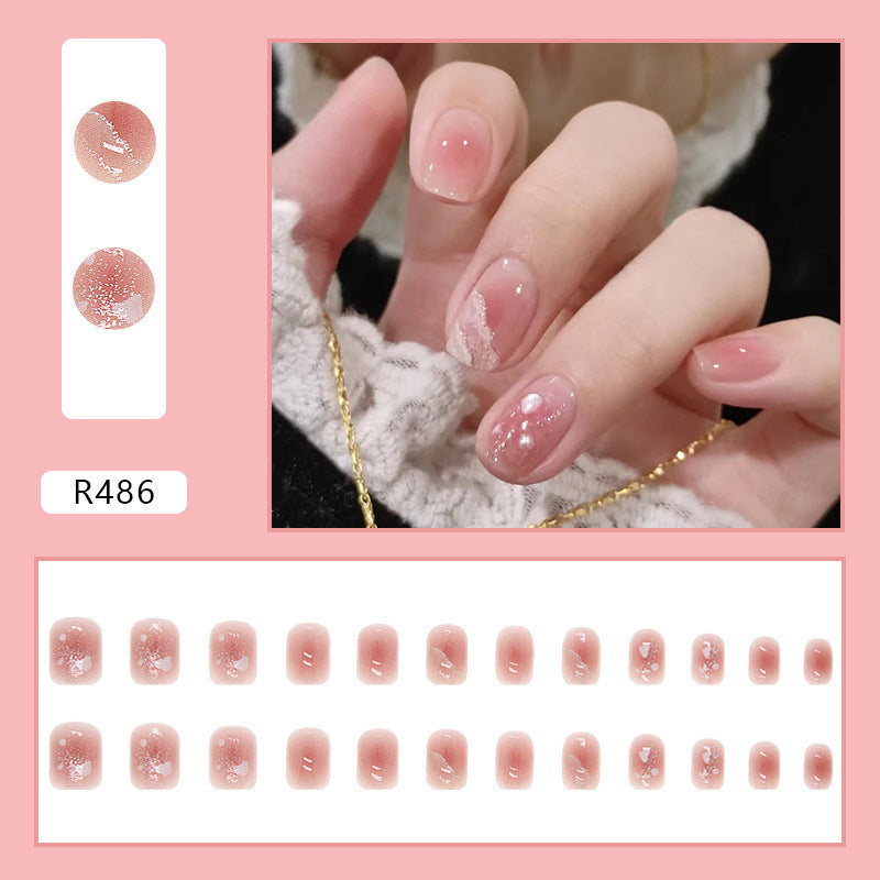 24 Pcs Classical French Oval False Nails Press On Nails