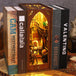 DIY Library of Books Book Nook Wooden Model Kit Create Build Light Up Book End