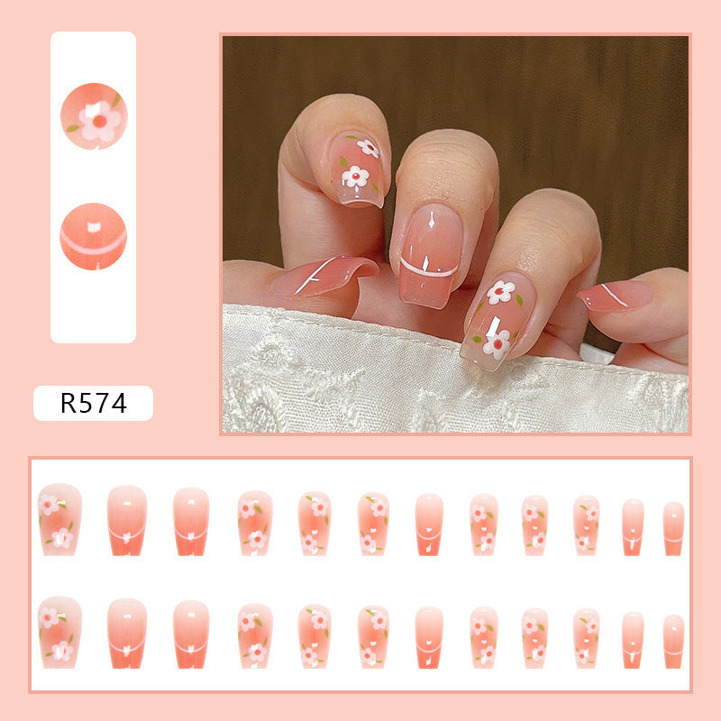 24 Pcs Classical French Square False Nails Press On Nails