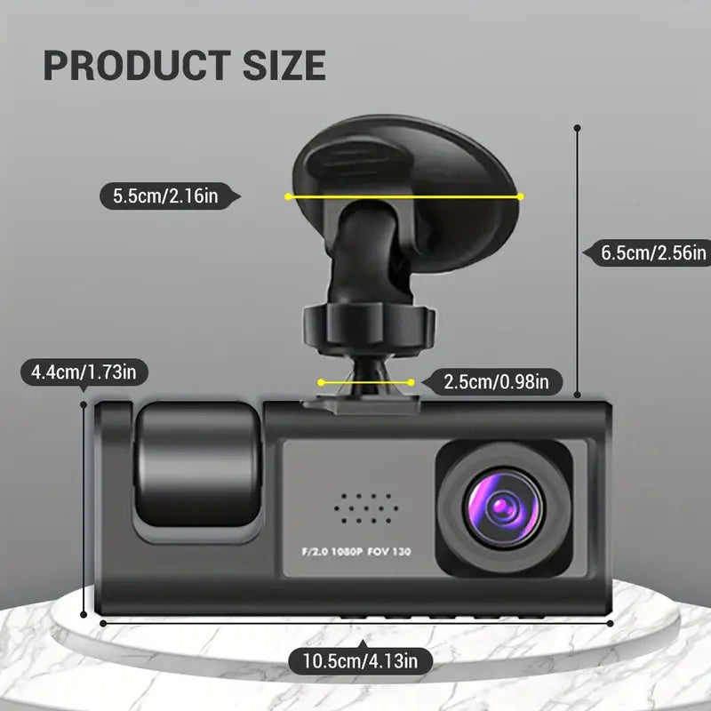 3 Channel 1080P Dash Cam Front And Rear Inside & 32GB Memory Card