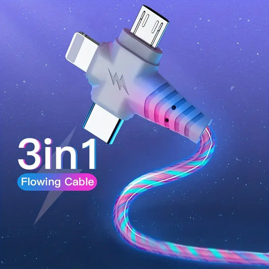 3-in-1 Fast Charging Cable: Charge Your iPhone, Samsung, and Xiaomi Series Mobile Phones at Full Speed!